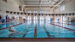 A shot of the indoor pool at the Student Recreation Center