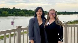 PhD student with NJSWEP scholarship chair at Gala event in Camden, NJ