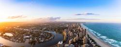 Panorama of Southern Gold Coast looking towards Broadbeach at dusk