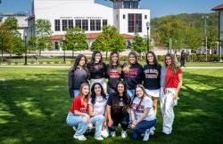 Photo of social media ambassadors as a group in front of Kasser Theater